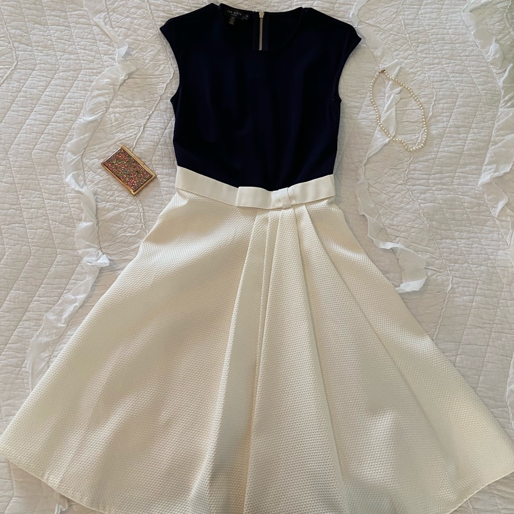 NWOT Ted Baker navy and white dress